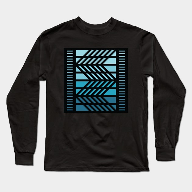 "Dimensional Folds” - V.3 Blue - (Geometric Art) (Dimensions) - Doc Labs Long Sleeve T-Shirt by Doc Labs